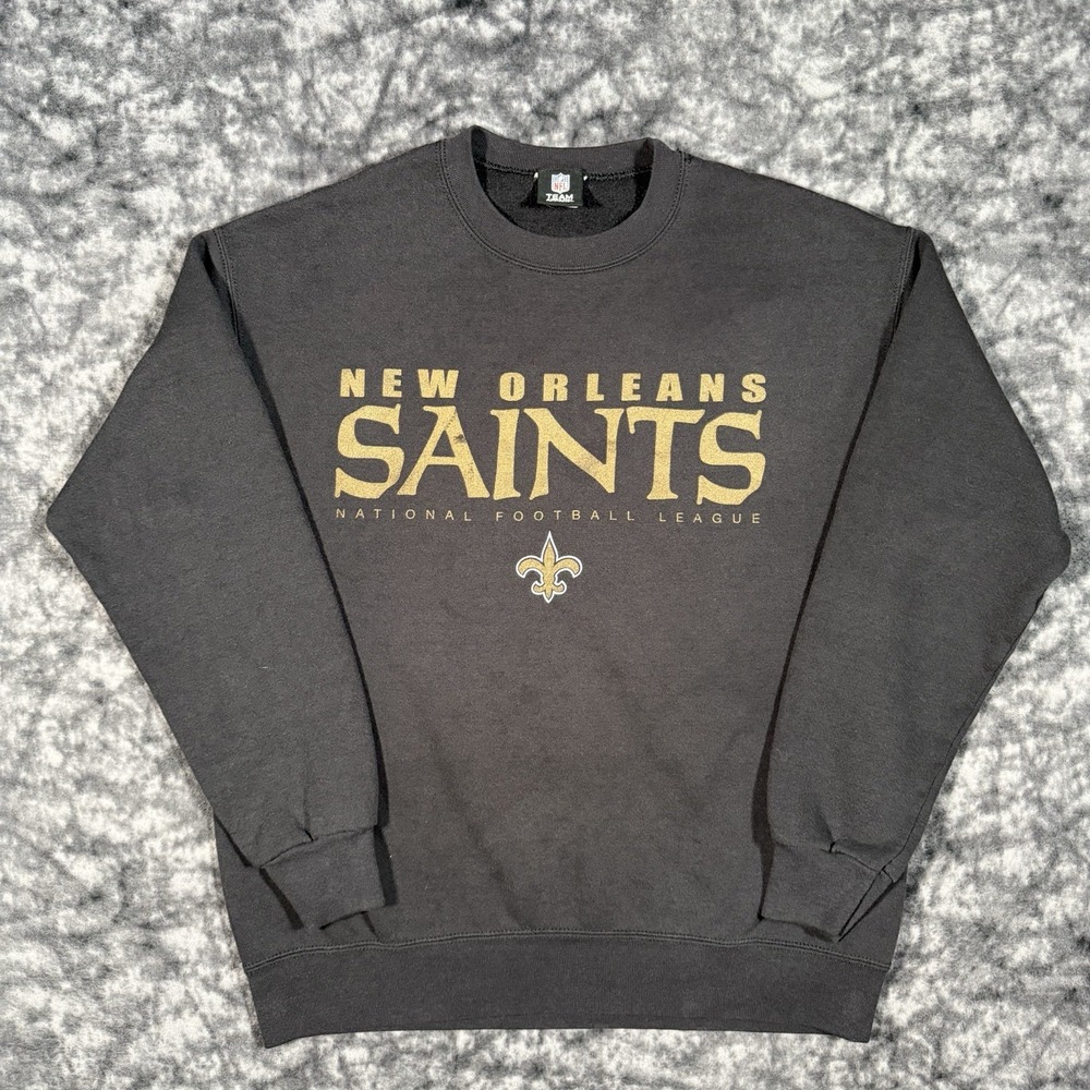 NFL Team Apparel New Orleans Saints Sweatshirt Mens Size L Black Gold Football
